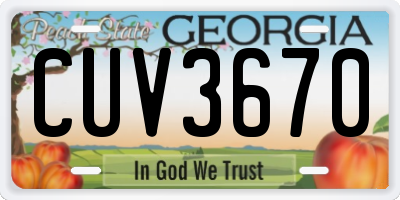 GA license plate CUV3670