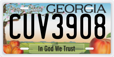 GA license plate CUV3908