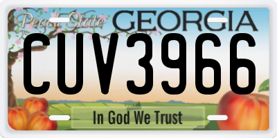 GA license plate CUV3966