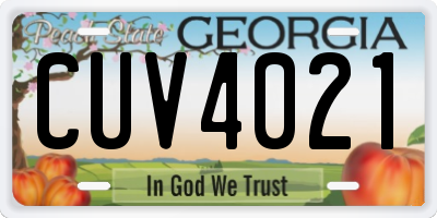GA license plate CUV4021