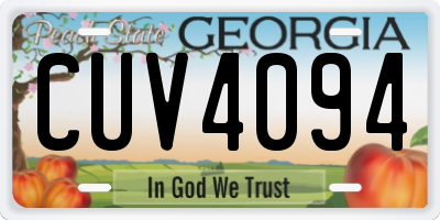 GA license plate CUV4094