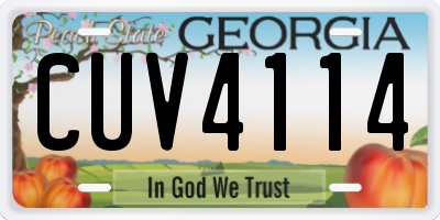 GA license plate CUV4114