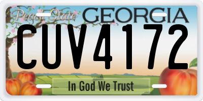GA license plate CUV4172