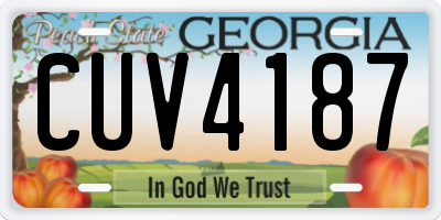 GA license plate CUV4187