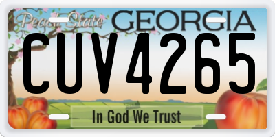 GA license plate CUV4265