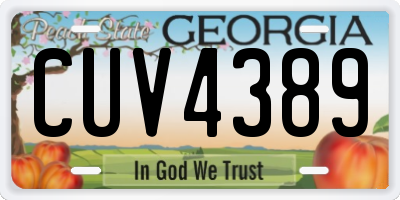 GA license plate CUV4389