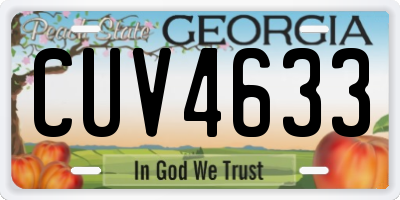 GA license plate CUV4633
