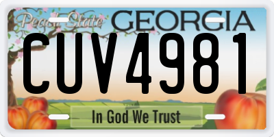GA license plate CUV4981
