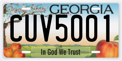 GA license plate CUV5001