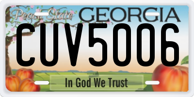 GA license plate CUV5006
