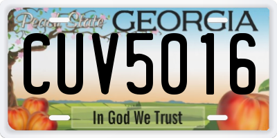 GA license plate CUV5016