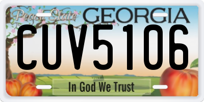 GA license plate CUV5106