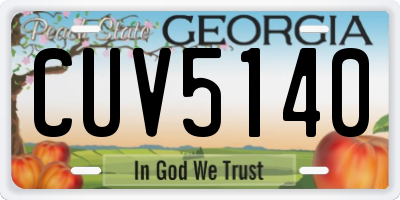 GA license plate CUV5140