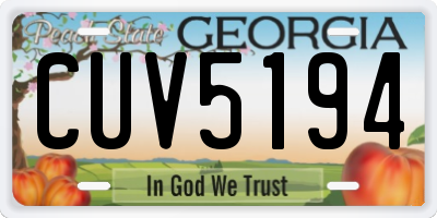 GA license plate CUV5194