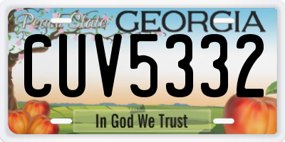 GA license plate CUV5332
