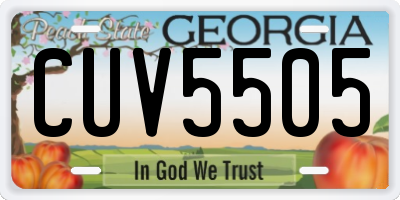 GA license plate CUV5505
