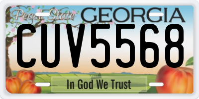 GA license plate CUV5568