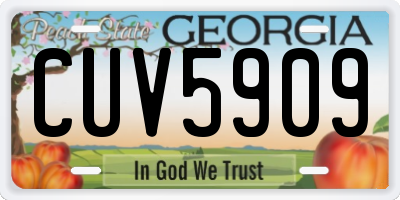 GA license plate CUV5909