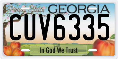 GA license plate CUV6335