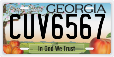 GA license plate CUV6567