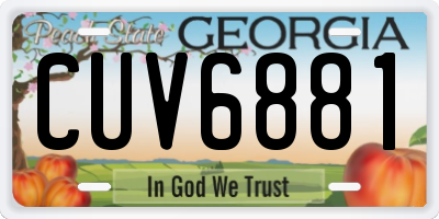 GA license plate CUV6881