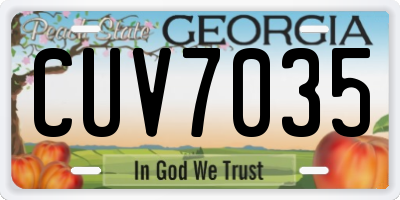 GA license plate CUV7035