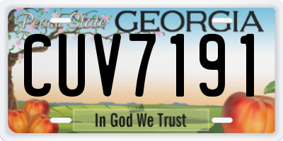 GA license plate CUV7191