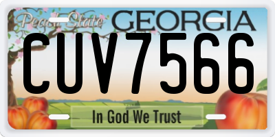 GA license plate CUV7566
