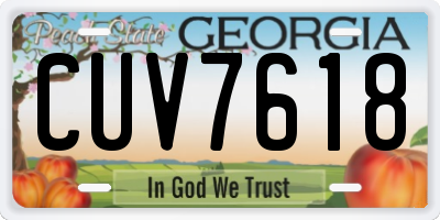 GA license plate CUV7618