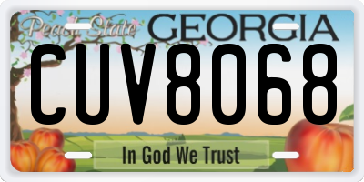 GA license plate CUV8068