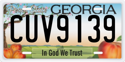 GA license plate CUV9139