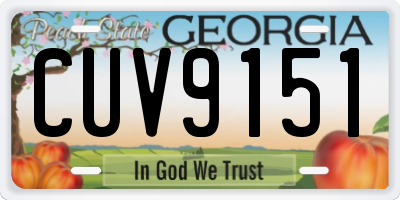 GA license plate CUV9151