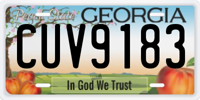 GA license plate CUV9183