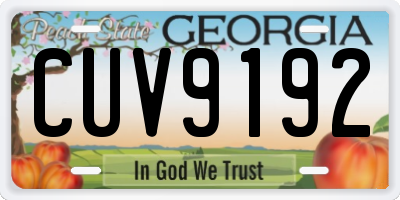 GA license plate CUV9192