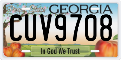 GA license plate CUV9708