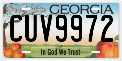 GA license plate CUV9972