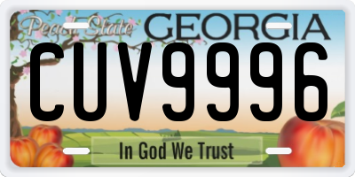 GA license plate CUV9996