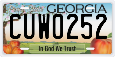 GA license plate CUW0252