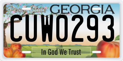 GA license plate CUW0293