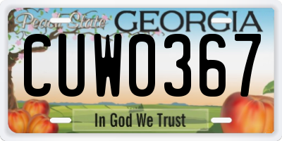 GA license plate CUW0367