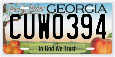 GA license plate CUW0394