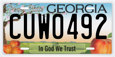 GA license plate CUW0492
