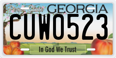 GA license plate CUW0523