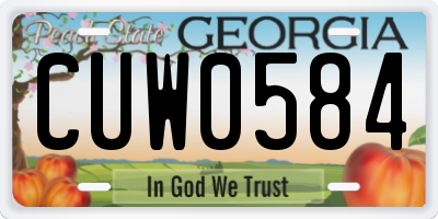 GA license plate CUW0584