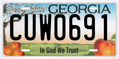 GA license plate CUW0691