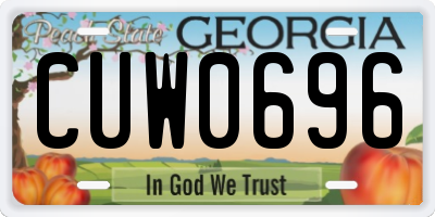 GA license plate CUW0696