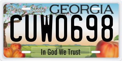 GA license plate CUW0698