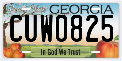 GA license plate CUW0825