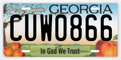 GA license plate CUW0866