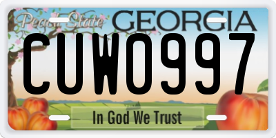 GA license plate CUW0997